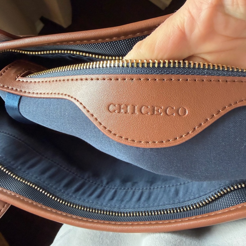 Chic Eco Brown and Navy Bag - Picture 5 of 6